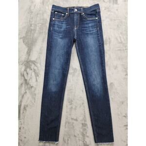 Rag & Bone 10‎ Inch Ankle Skinny Jeans Size 26 Blue High Rise Raw Hem Stretch